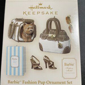 Miniature Barbie Fashion Pup Ornament Set Hallmark Keepsake Christmas NWT